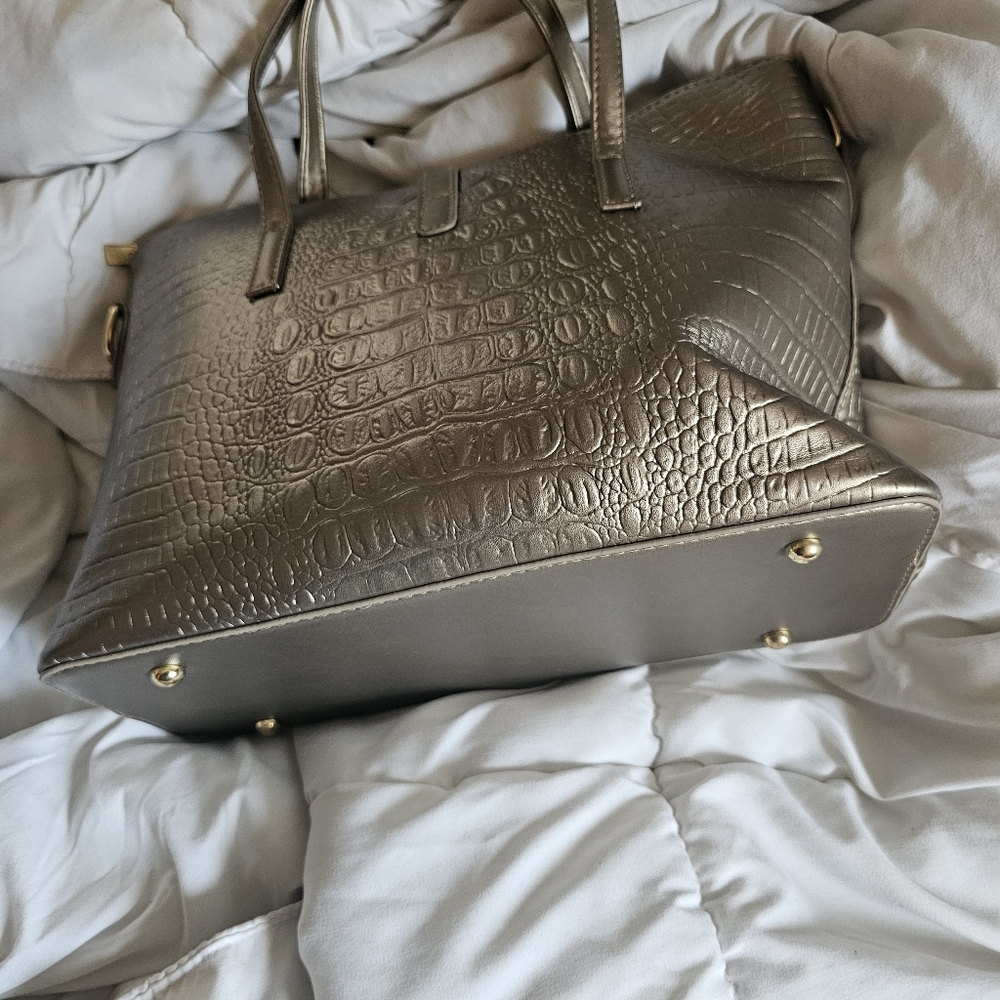 Champagne Vegan Leather Crocodile bag